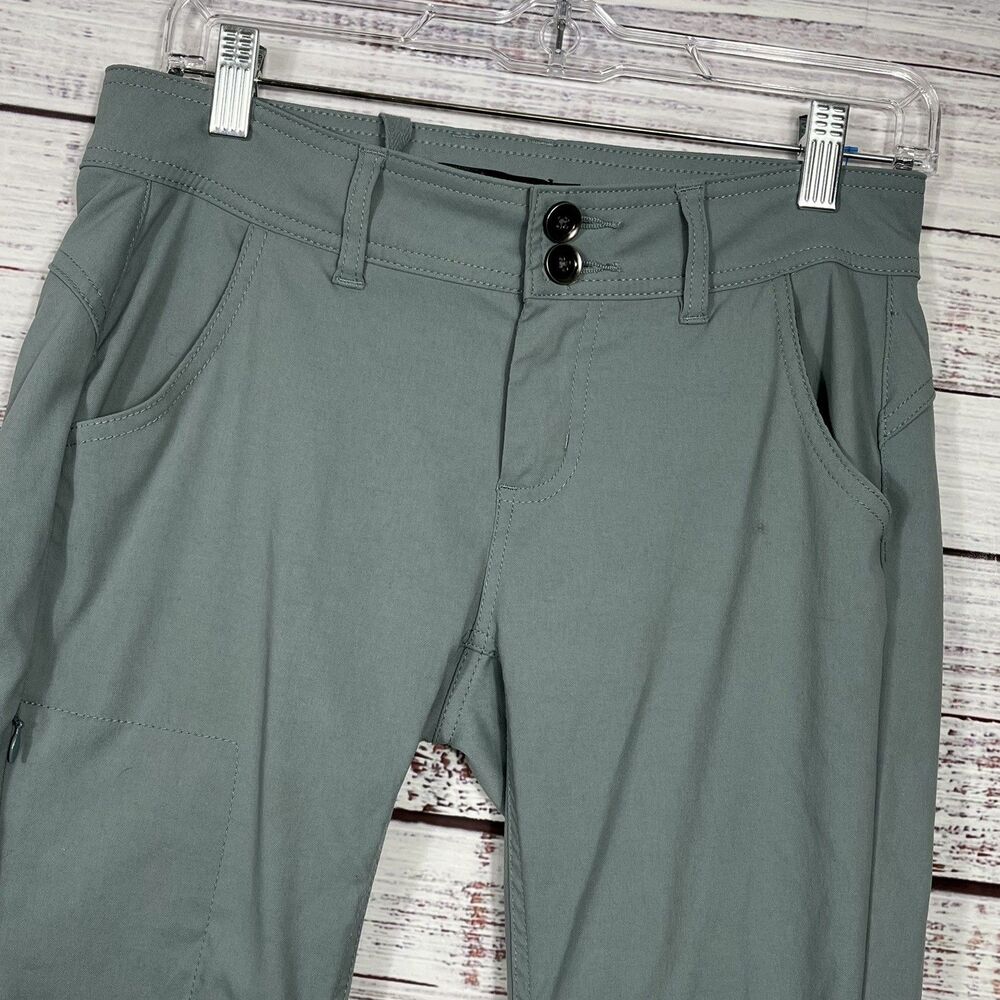 PrAna Halle Pants Sz 2 Short Womens Gray Roll Up Nylon Stretch Outdoor Hiking